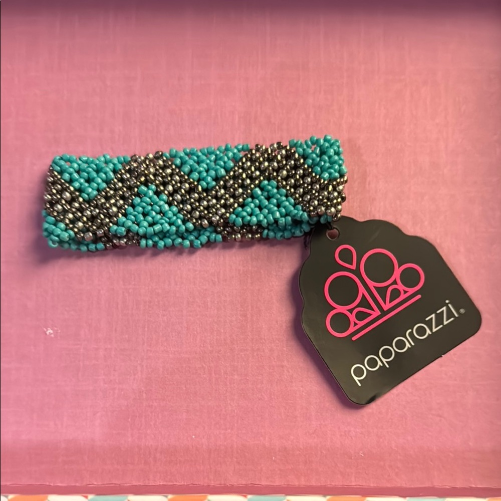 Paparazzi Turquoise and Silver Beaded Bracelet